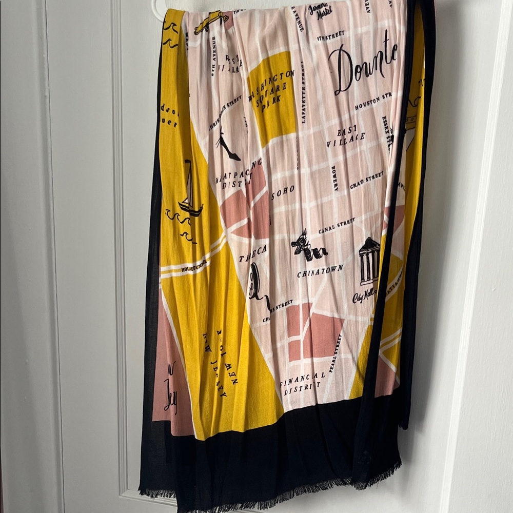 Kate Spade Chic NYC Streets Scarf in Yellow, Pink, and Black 82” x 30”